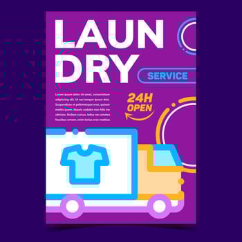 Laundry Service Creative Advertise Poster Vector