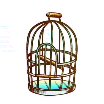 Birdcage For Domestic Parrot Monochrome Vector