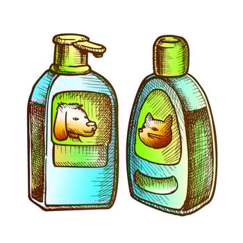 Shampoo Bottles For Cat And Dog Monochrome Vector