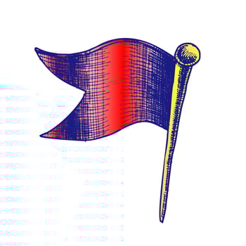 Color Stationery Pushpin Clinch In Wave Flag Form Vector