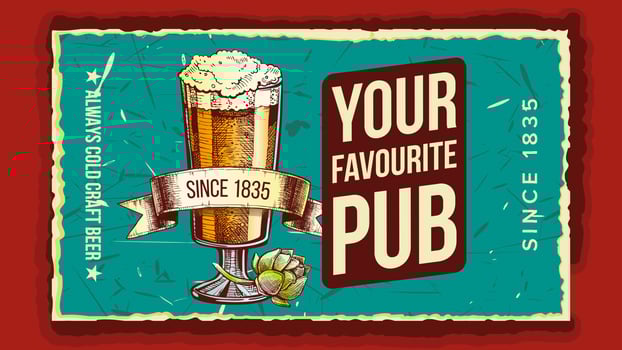 Beer Glass Favorite Pub Advertising Poster Vector