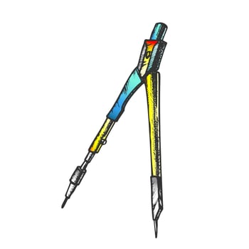 Drawing Compass Engineer Equipment Color Vector