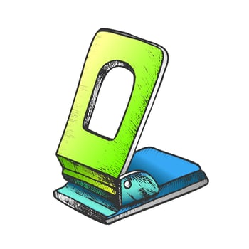 Puncher Stationery Equipment Color Vector