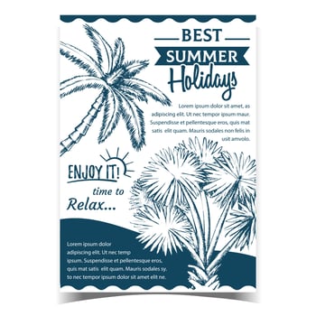 Palm Decorative Trees On Advertising Poster Vector