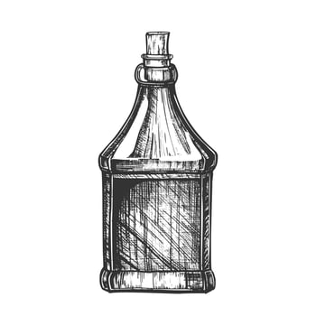 Drawn Blank Bottle Of Scotch With Cork Cap Vector
