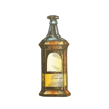 Color Rectangular Vintage Whisky Booze Bottle Vector