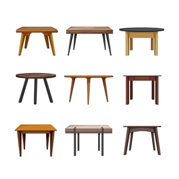 wood table set cartoon vector illustration