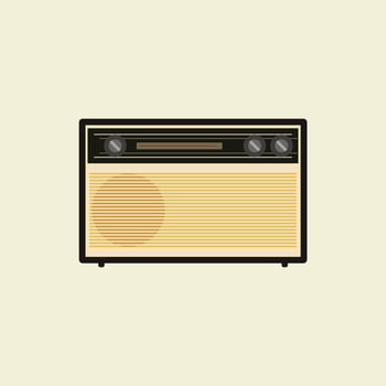 retro classic radio flat design vector illustration. old radio tuner. Vector illustration of vintage radio receiver, flat style. Retro radio