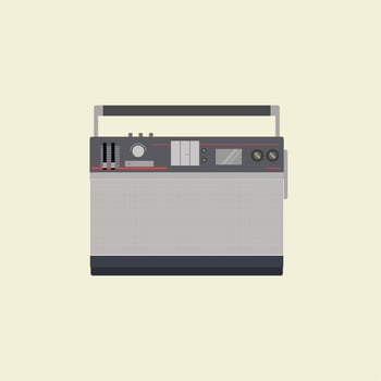 retro classic radio flat design vector illustration. old radio tuner. Vector illustration of vintage radio receiver, flat style. Retro radio