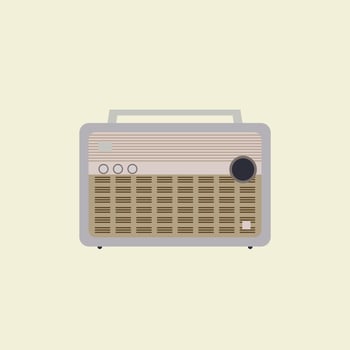 retro classic radio flat design vector illustration. old radio tuner. Vector illustration of vintage radio receiver, flat style. Retro radio