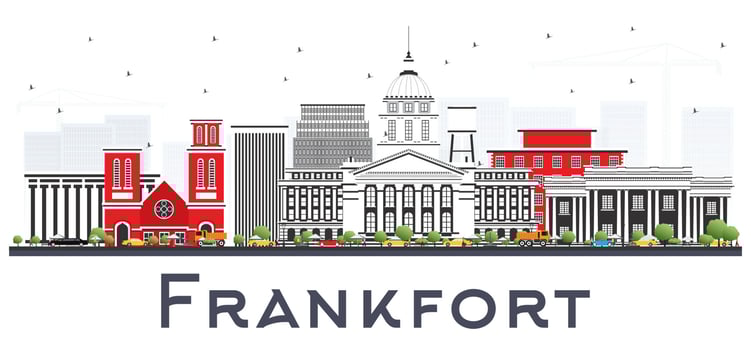 Frankfort Kentucky USA City Skyline with Gray Buildings Isolated on White. vector