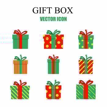 Gift box templates. Gift box colorful icon set. Stock vector illustration.