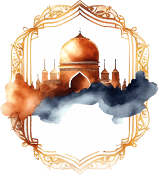 Watercolor Beautiful Painted Islamic Mosque png
