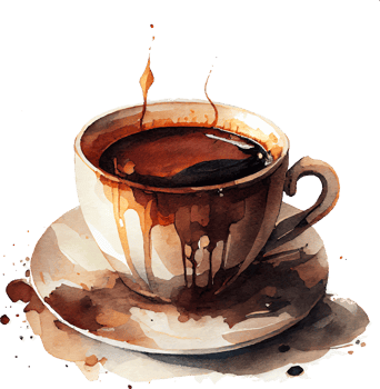 Watercolor Illustration of Cup of Coffee png