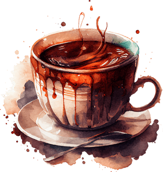Watercolor Illustration of Cup of Coffee png
