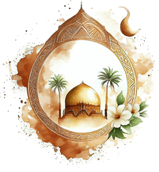 Watercolor Beautiful Painted Islamic Mosque png