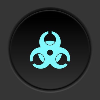Round button icon, Hazard, biology. Button banner round, badge interface for application illustration on dark background vector