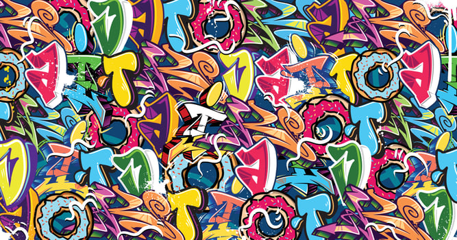 Colorful Graffiti Wall Art Background Street Art Hip-Hop Urban Vector Illustration Background. Seamless amazing graffiti art background