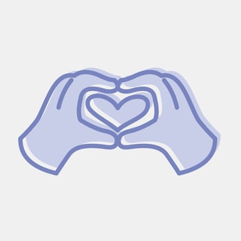 Icon heart shaped hand. Valentine day celebration elements. Icons in two tone style. Good for prints, posters, logo, party decoration, greeting card, etc. vector