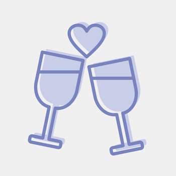 Icon romantic date. Valentine day celebration elements. Icons in two tone style. Good for prints, posters, logo, party decoration, greeting card, etc. vector