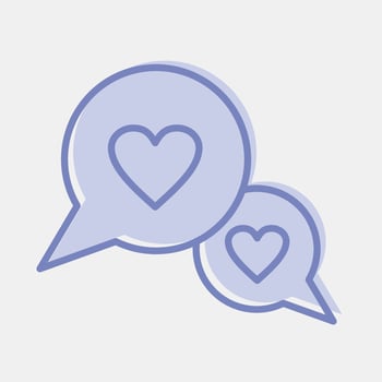 Icon love chat. Valentine day celebration elements. Icons in two tone style. Good for prints, posters, logo, party decoration, greeting card, etc. vector
