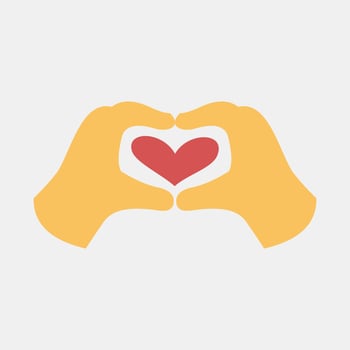 Icon heart shaped hand. Valentine day celebration elements. Icons in flat style. Good for prints, posters, logo, party decoration, greeting card, etc. vector