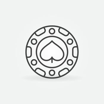 Spades Poker Chip vector concept outline icon or sign