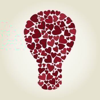 Bulb made of hearts. A vector illustration