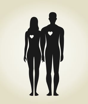 Enamoured man and the woman. A vector illustration