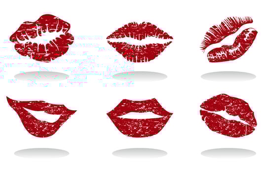 Set red the girl of lips. A vector illustration
