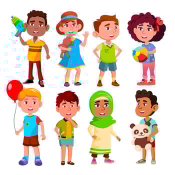 Kinder Vector. Multinational Kinder Child Person Group. Illustration vector