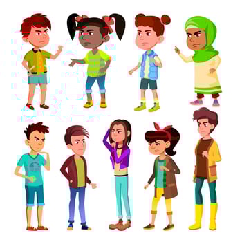 Character Children And Teenager Blowout Set Vector