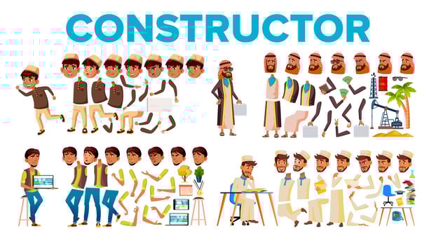 Character Male Constructor Body Detail Set Vector