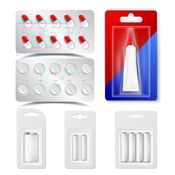 Drugs, Pills, Blisters, Batteries Vector Realistic Set