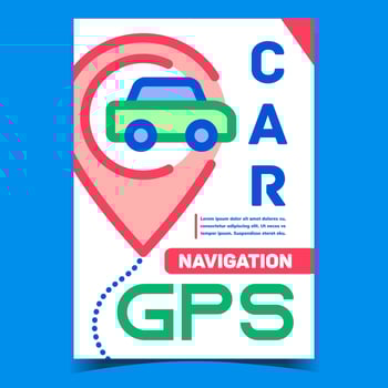 Car Gps Navigation Creative Promo Banner Vector