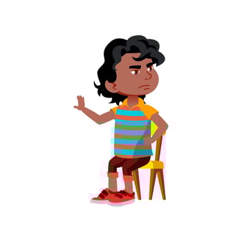 Boy Child Refusing Dish In Kindergarten Vector