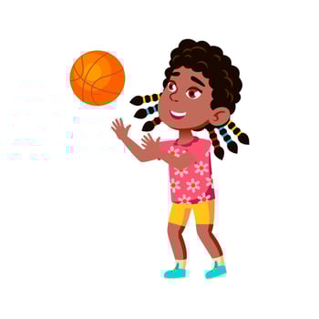 Girl Child Playing Basketball Sport Game Vector