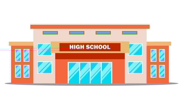 High School Building Vector. Classic. Isolated Flat Cartoon Illustration vector