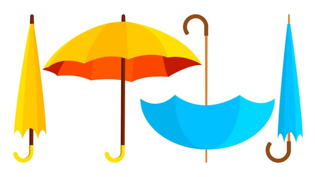 Umbrella Icon Vector. Opened And Closed. Autumn Rain Concept. Isolated Cartoon Illustration vector