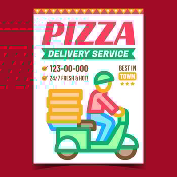Pizza Delivery Service Promotion Banner Vector