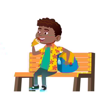 unhealthy boy eating sweets vector
