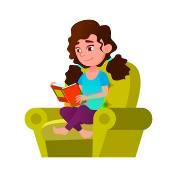 Schoolgirl Reading Book In Living Room Vector