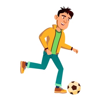 kid teen boy playing football vector