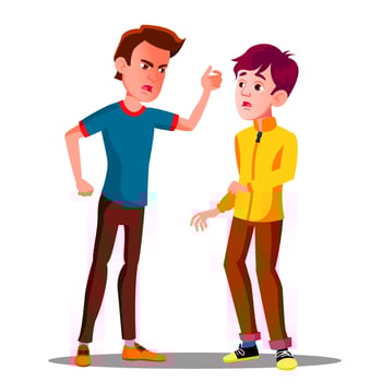 Teen Male Conflict Of Young People, Fight, Violence Vector. Isolated Illustration vector