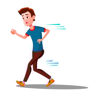 Teen Boy Runinng Away In Panic Vector. Isolated Illustration vector