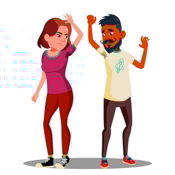 Confused Teenager Boy, Girl Looking At Sweaty Armpits On T-Shirt Vector. Isolated Illustration vector
