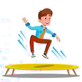 Teenager Jumping On A Trampoline Vector. Isolated Illustration vector