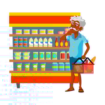 Thinking old man pensioner vector
