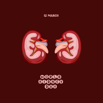 World Kidney Day Poster Or Banner. Kidney care and cancer awareness concept. Urology and nephrology vector design.