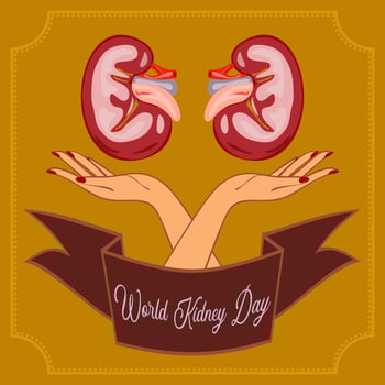 World Kidney Day Poster Or Banner. Kidney care and cancer awareness concept. Urology and nephrology vector design.